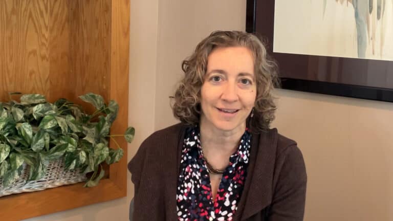 Screenshot of Kate Basi talking about her journey in music ministry