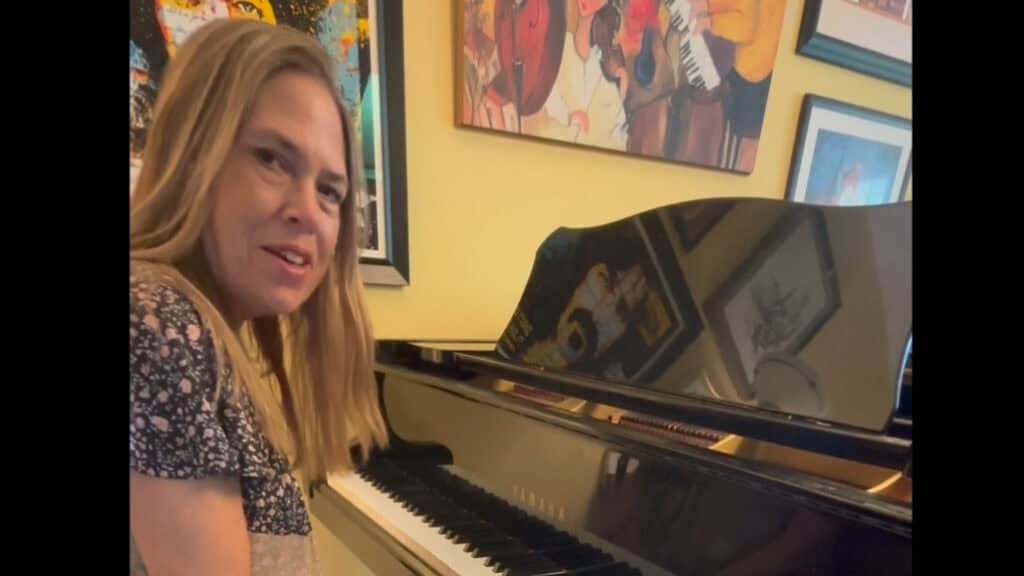 Photo of Julie Spangler from a teaching video about the sustain pedal