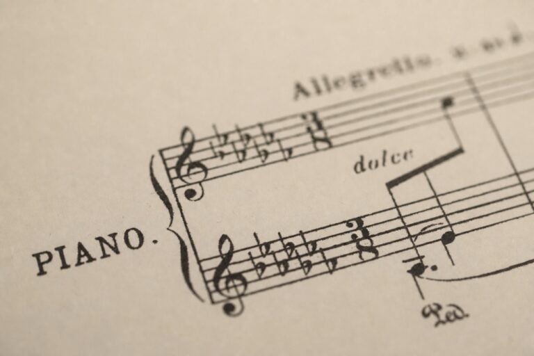 Photo of a piece of music showing time signatures